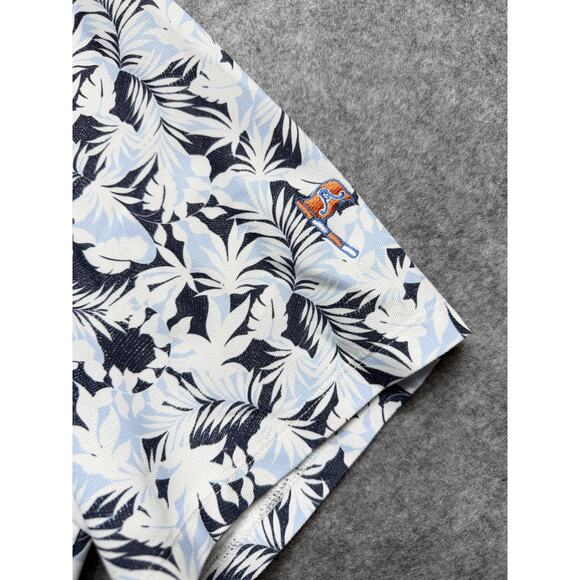 GFORE Polo Shirt Mens XL Blue White Palm Leaf Golf Performance Lightweight Print - Picture 8 of 11